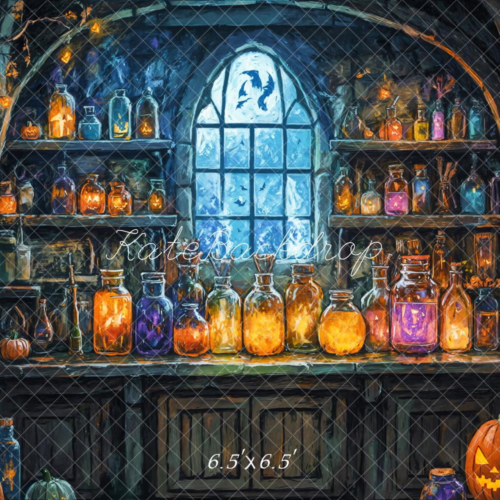 Kate Halloween Hexenküche Zaubertränke Dunkel Hintergrund Entworfen von GQ