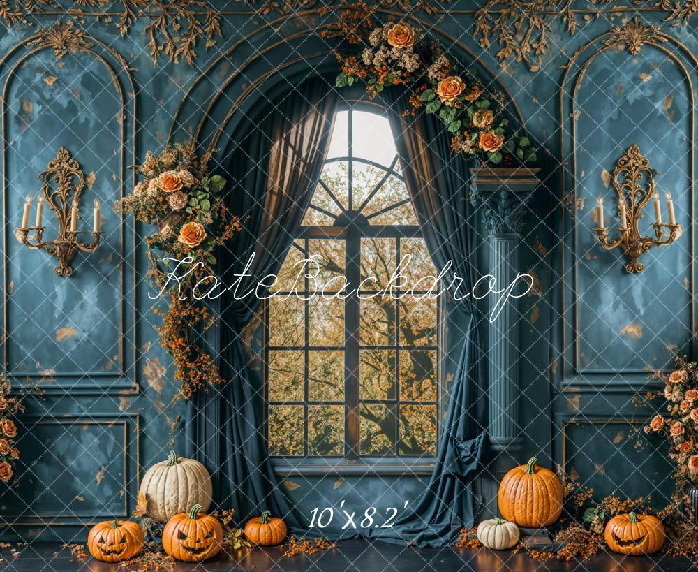 Kate Herbst Kürbis Fenster Vintage Hintergrund Entworfen von Emetselch