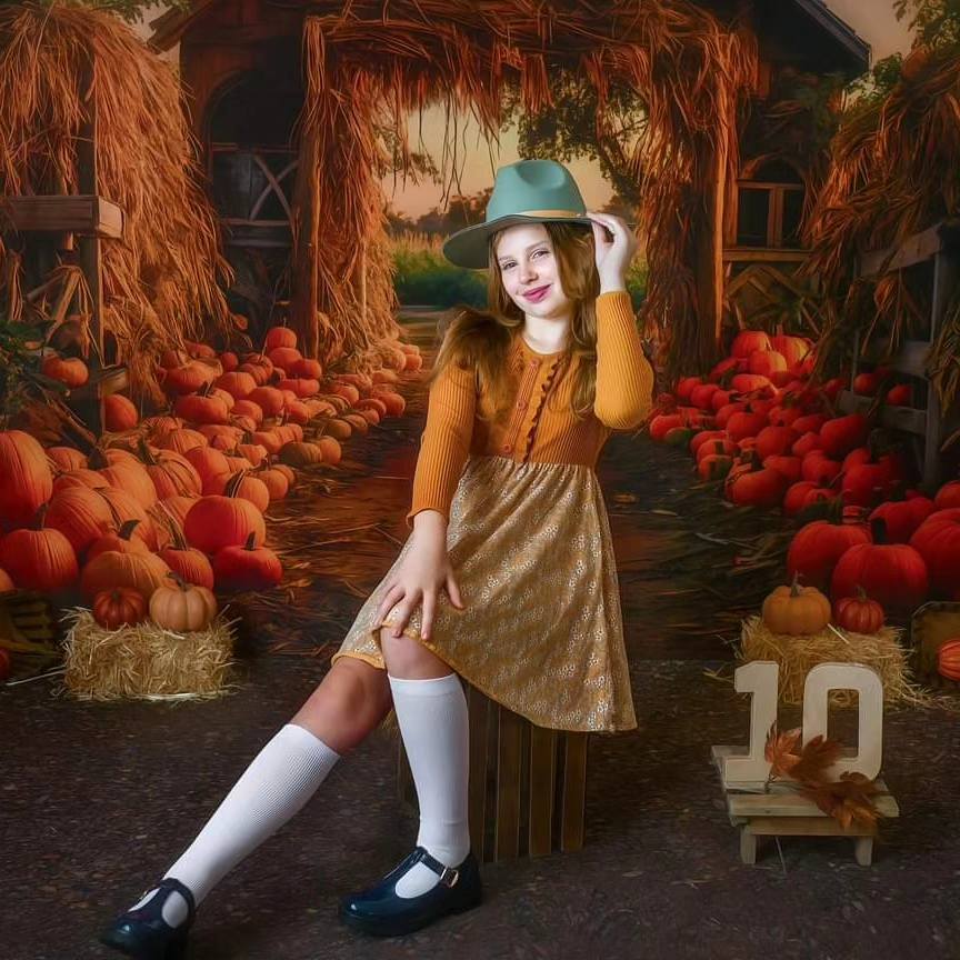 Kate Herbst/Fall Kürbis Bauernhof Hintergrund für Fotografie - Kate Backdrop.de