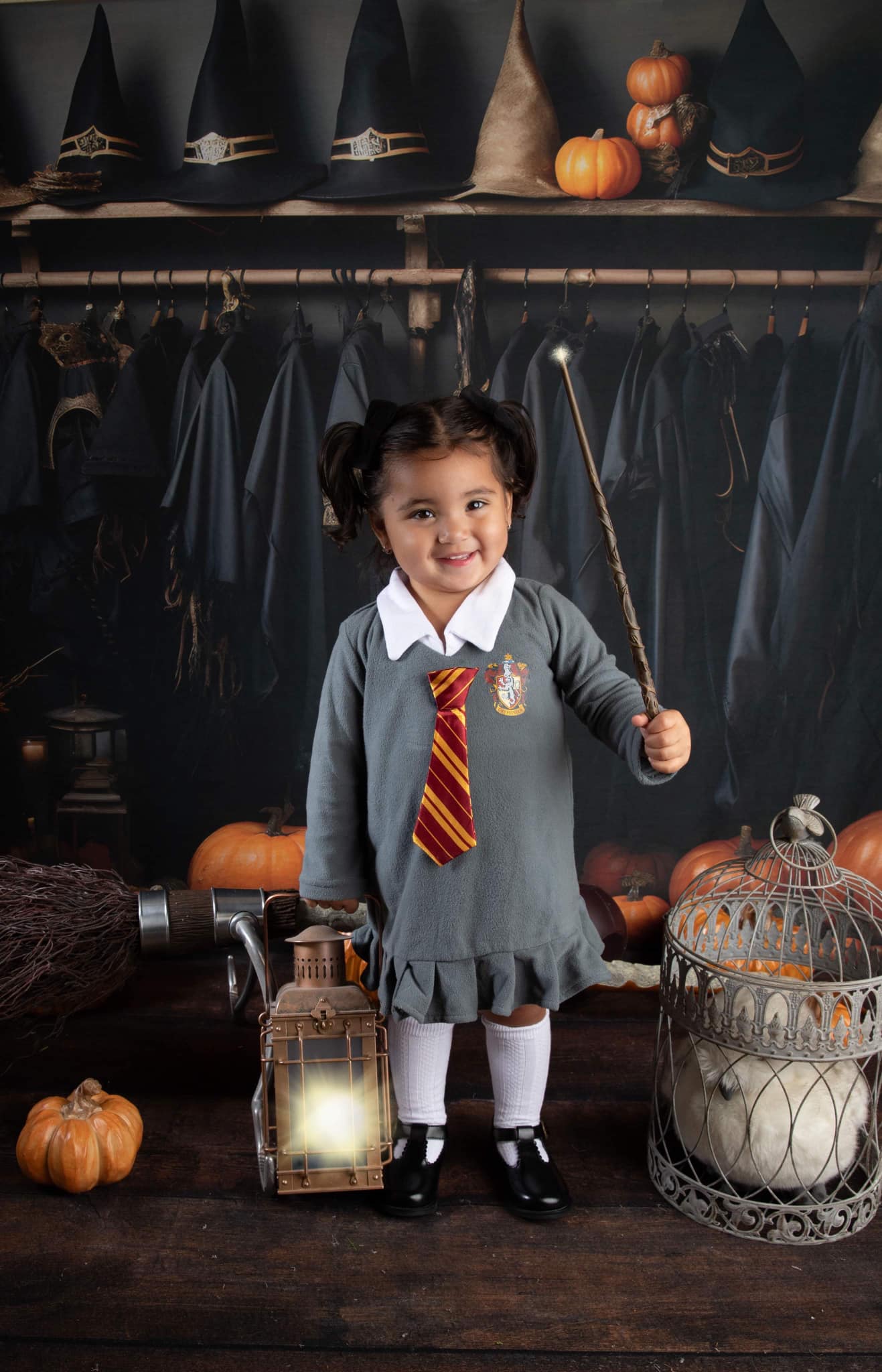 Kate Halloween Wizard Black Robe Closet Hintergrund für Fotografie