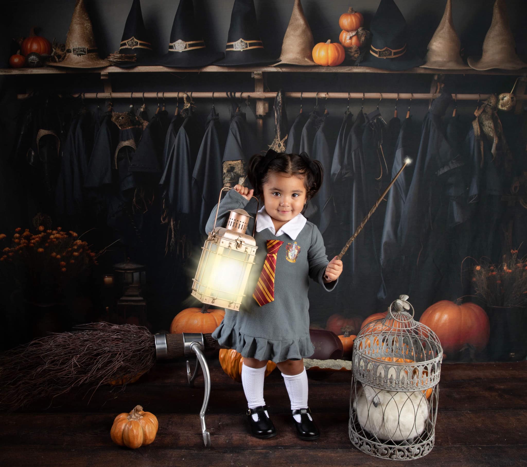 Kate Halloween Wizard Black Robe Closet Hintergrund für Fotografie - Kate Backdrop.de