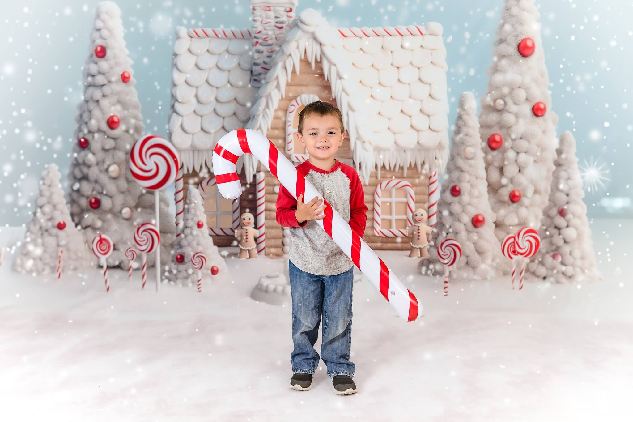 Kate Weihnachten Winter Schnee Süßigkeiten Haus Hof Hintergrund von Chain Photography - Kate Backdrop.de