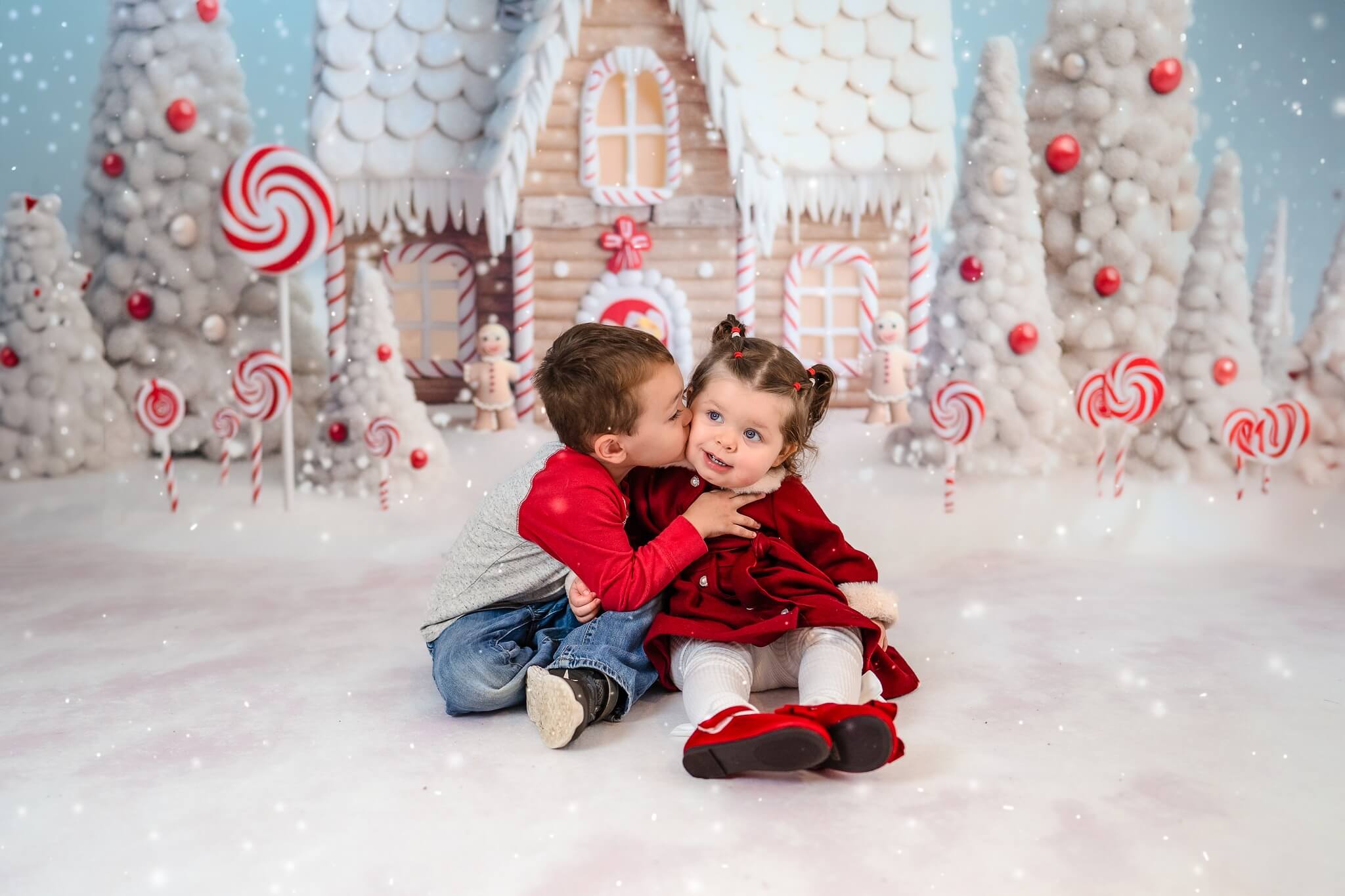 Kate Weihnachten Winter Schnee Süßigkeiten Haus Hof Hintergrund von Chain Photography - Kate Backdrop.de