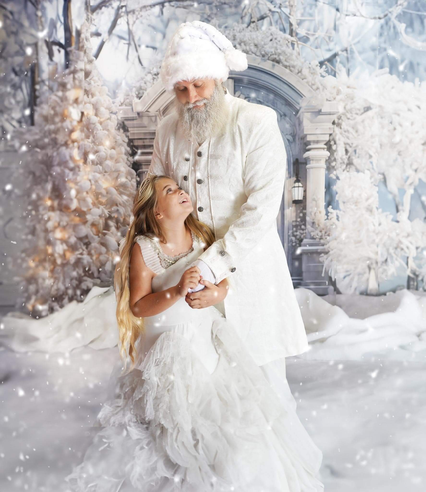 Kate Winter Weihnachten Snowy Frosted White Door Tree Hintergrund für Fotografie - Kate Backdrop.de