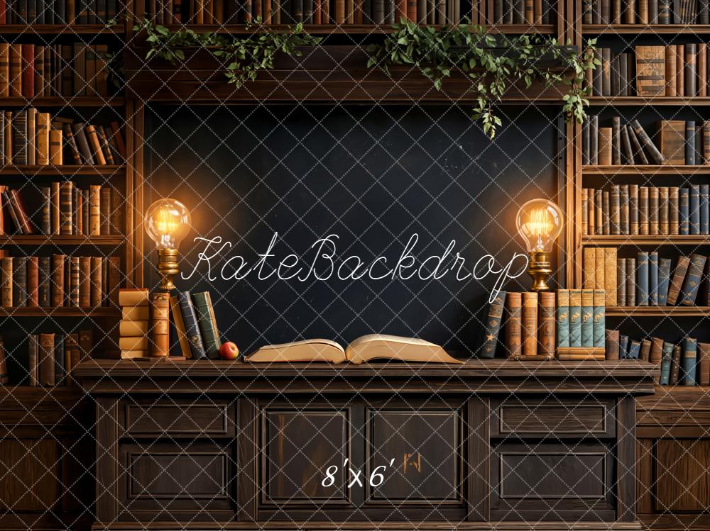 Kate Bibliothek Bücherregal Lampen Vintage Hintergrund Entworfen von Emetselch - Kate Backdrop.de