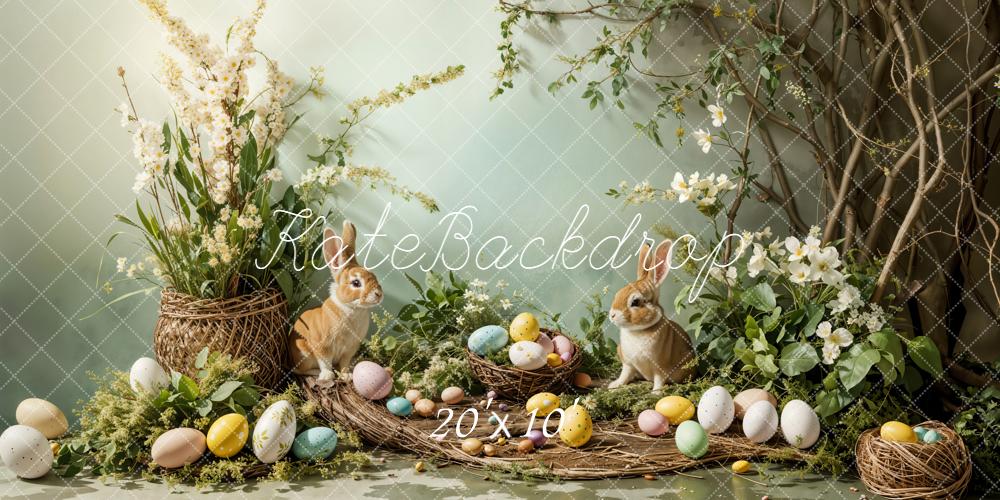 Kate Ostern Kaninchen Eier Blumen Hintergrund Entworfen von Emetselch - Kate Backdrop.de