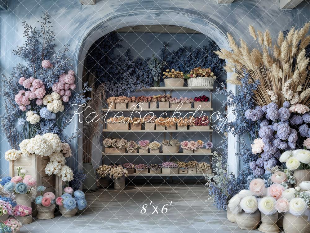 Kate Blumenladen Regal Pastellblumen Hintergrund Entworfen von Mini MakeBelieve