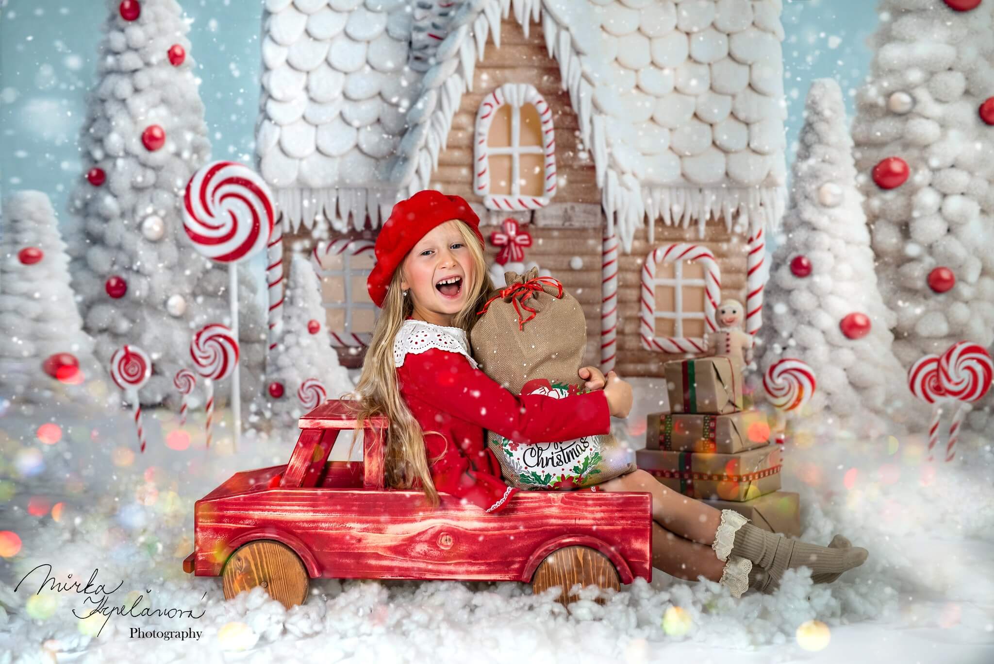 Kate Weihnachten Winter Schnee Süßigkeiten Haus Hof Hintergrund von Chain Photography - Kate Backdrop.de
