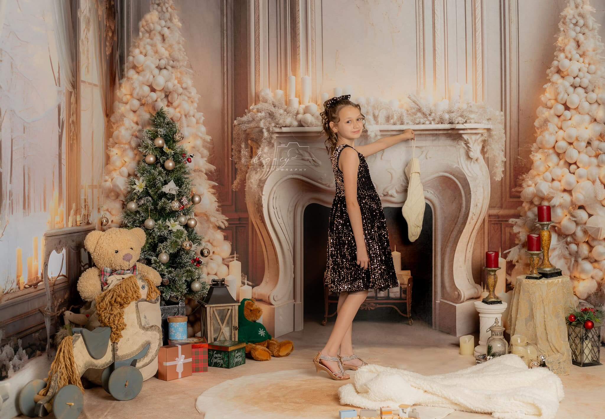 Kate Weißes elegantes Weihnachtskamin-Zimmer-Set (8ftx8ft&10ftx8ft&8ftx10ft) - Kate Backdrop.de