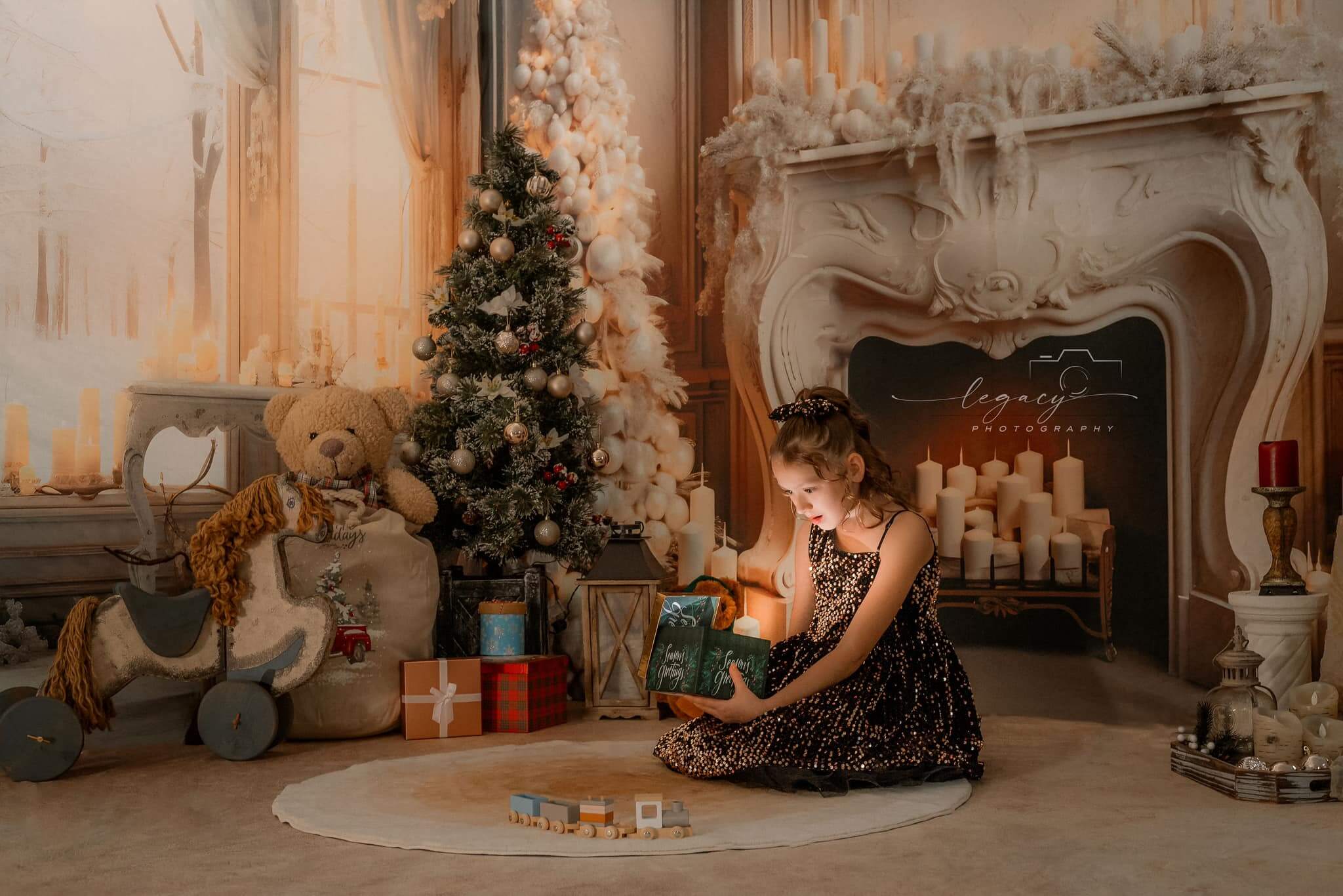 Kate Weißes elegantes Weihnachtskamin-Zimmer-Set (8ftx8ft&10ftx8ft&8ftx10ft)