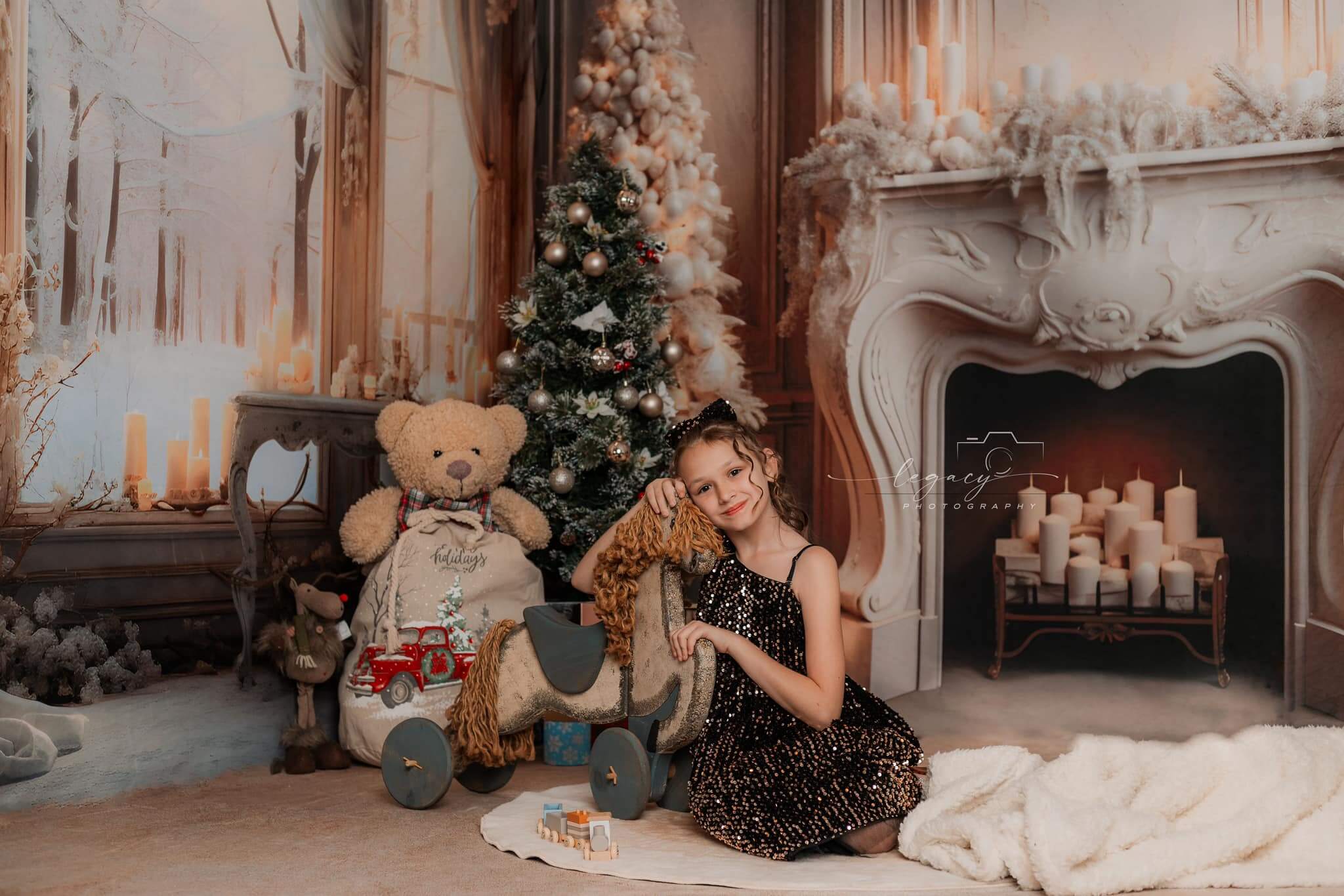 Kate Weißes elegantes Weihnachtskamin-Zimmer-Set (8ftx8ft&10ftx8ft&8ftx10ft) - Kate Backdrop.de
