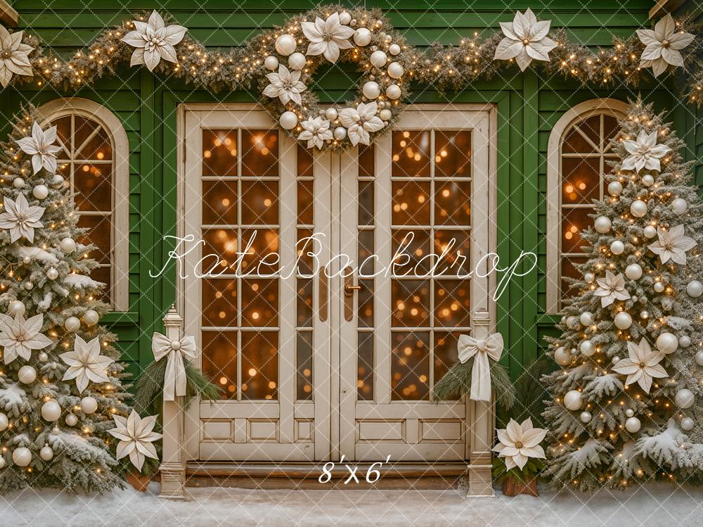 Kate Weihnachten Haus Tannenbaum Grün Hintergrund Entworfen von Ashley Paul