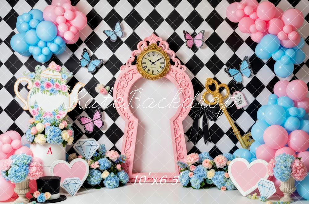 Kate Alice Thema Uhr Ballons Pastell Hintergrund Entworfen von Patty Roberts