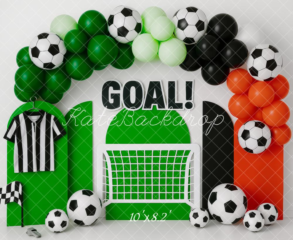 Kate Fußball Tor Ballons Schiedsrichter Hintergrund Entworfen von Patty Roberts - Kate Backdrop.de