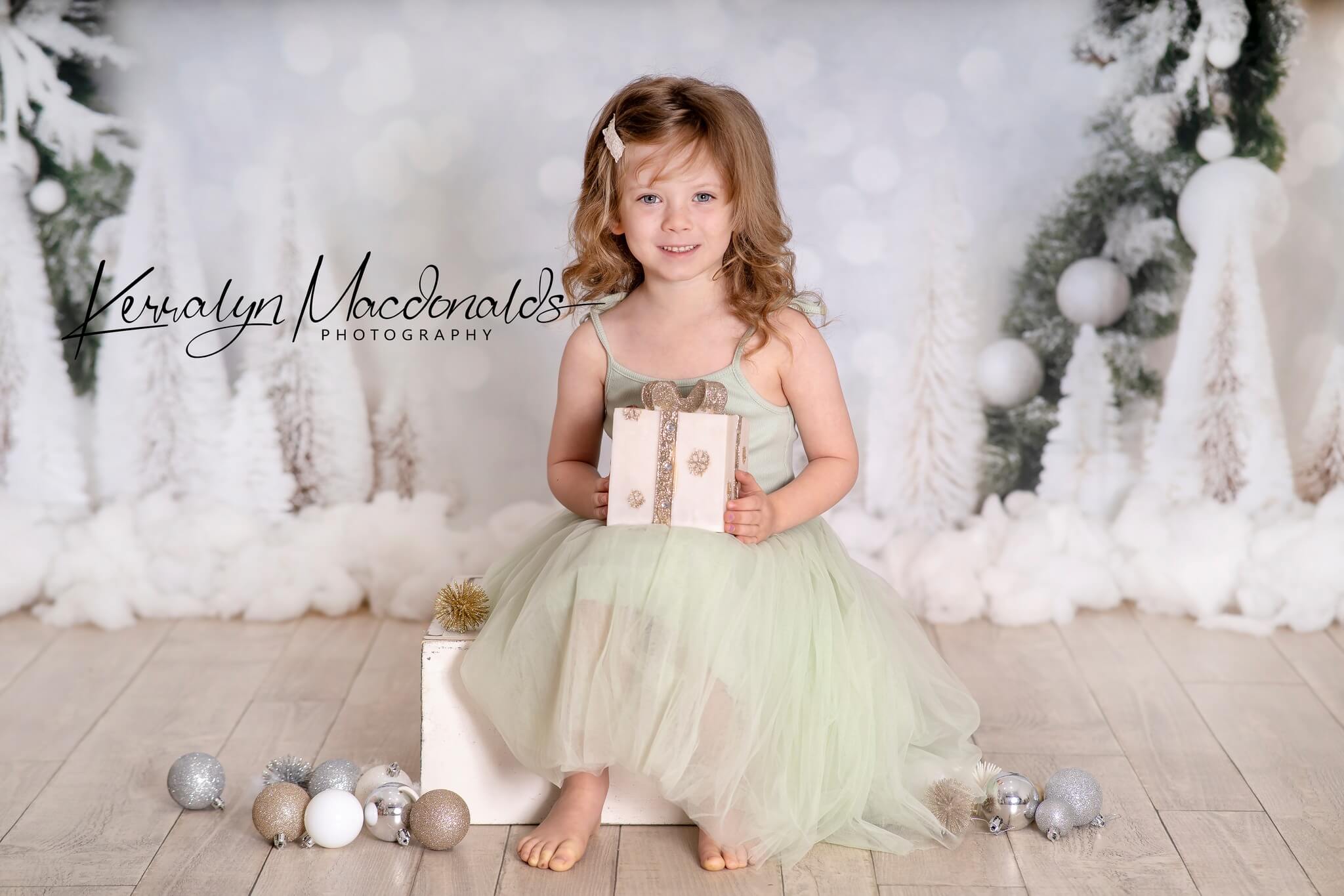 Kate Weiß Weihnachten Grün Bogen Bokeh Neon Hintergrund für Fotografie - Kate Backdrop.de