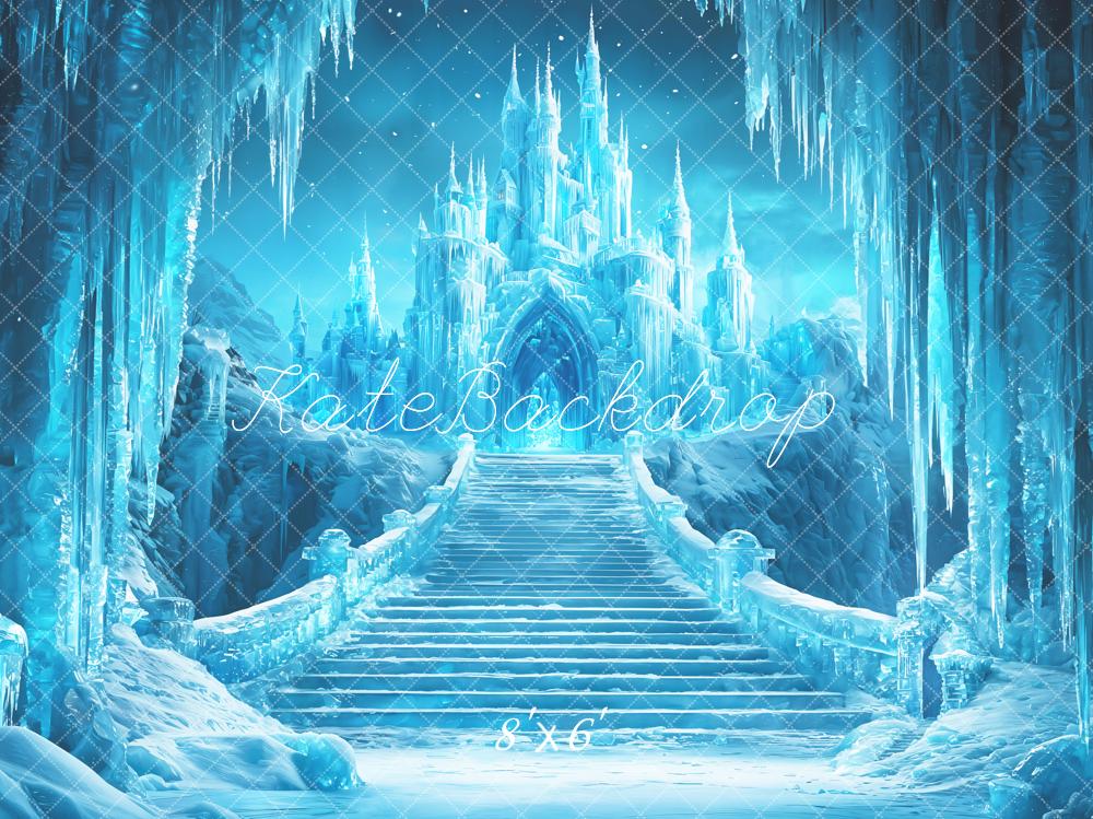 Kate Winter Eispalast Treppe Blau Fleece Hintergrund Entworfen von Kate Image