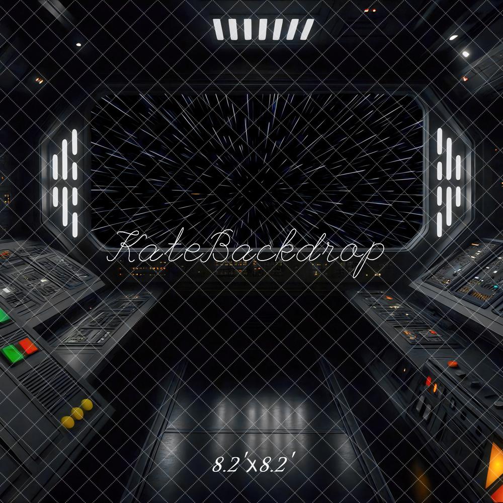 Kate Science Fiction Cockpit Sterne Dunkel Hintergrund Entworfen von Mini MakeBelieve - Kate Backdrop.de