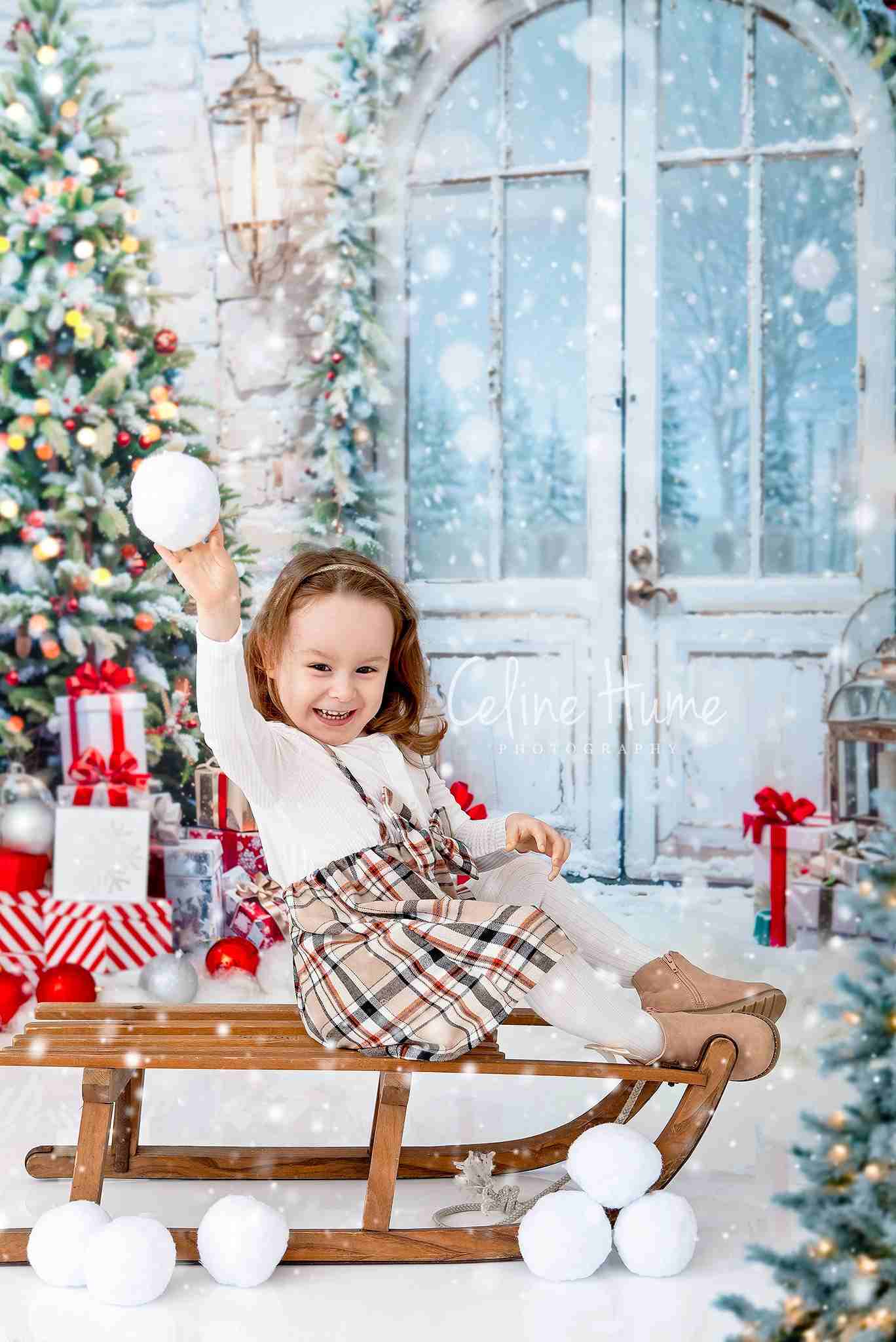 Kate Weihnachten Schnee Baum Tür Hintergrund von Emetselch - Kate Backdrop.de