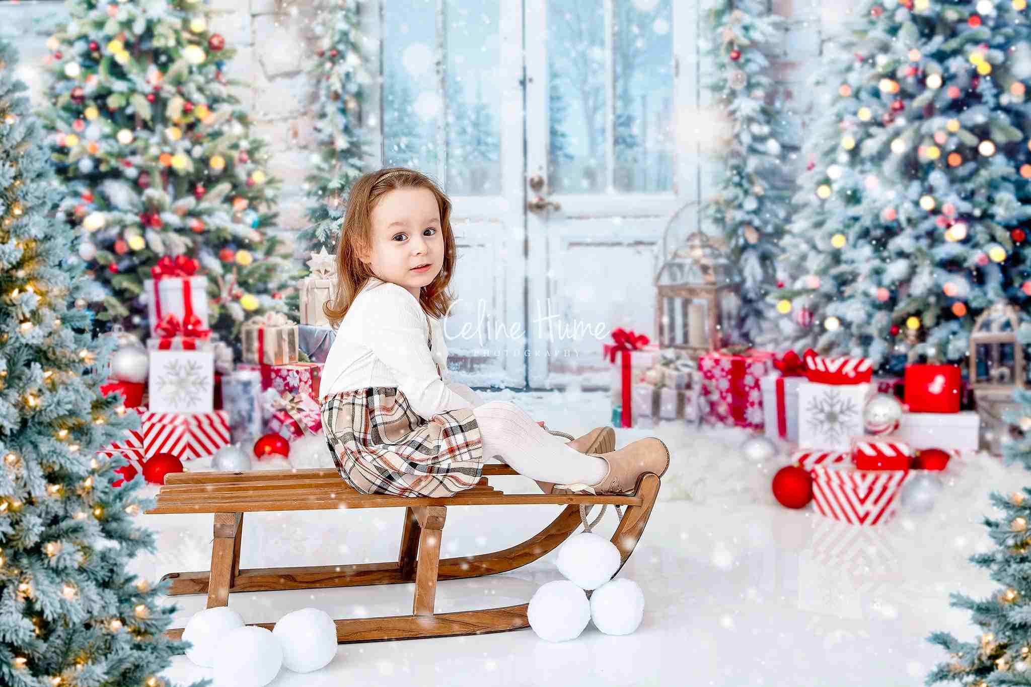 Kate Weihnachten Schnee Baum Tür Hintergrund von Emetselch - Kate Backdrop.de