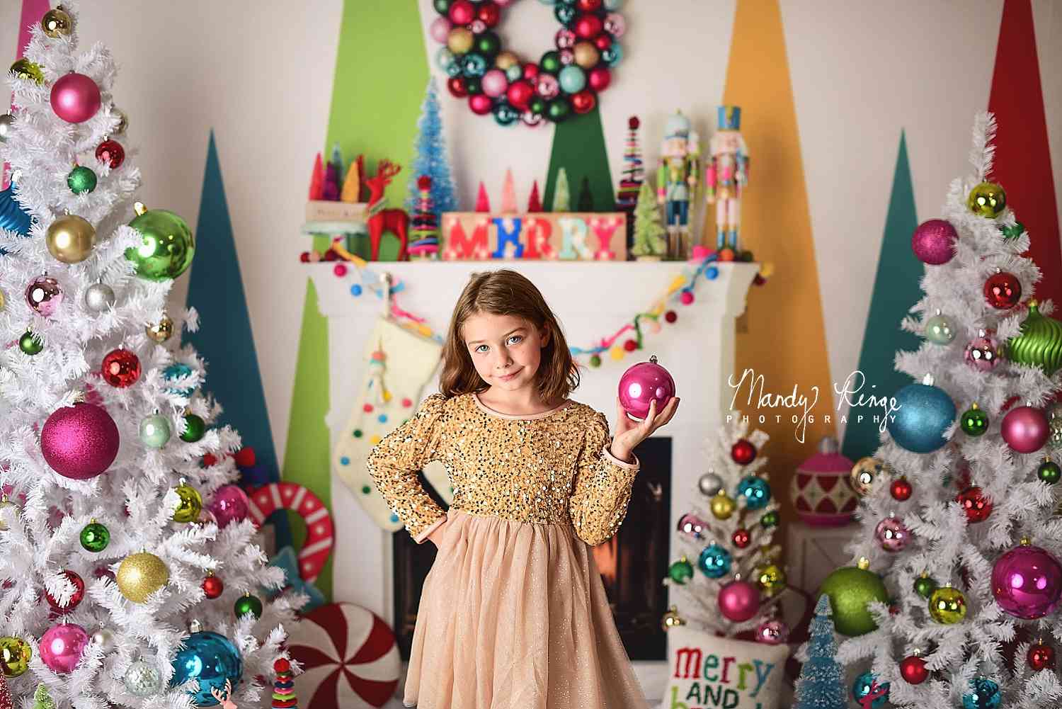 Kate Fröhliche und helle Weihnachten Kamin Hintergrund von Mandy Ringe Photography