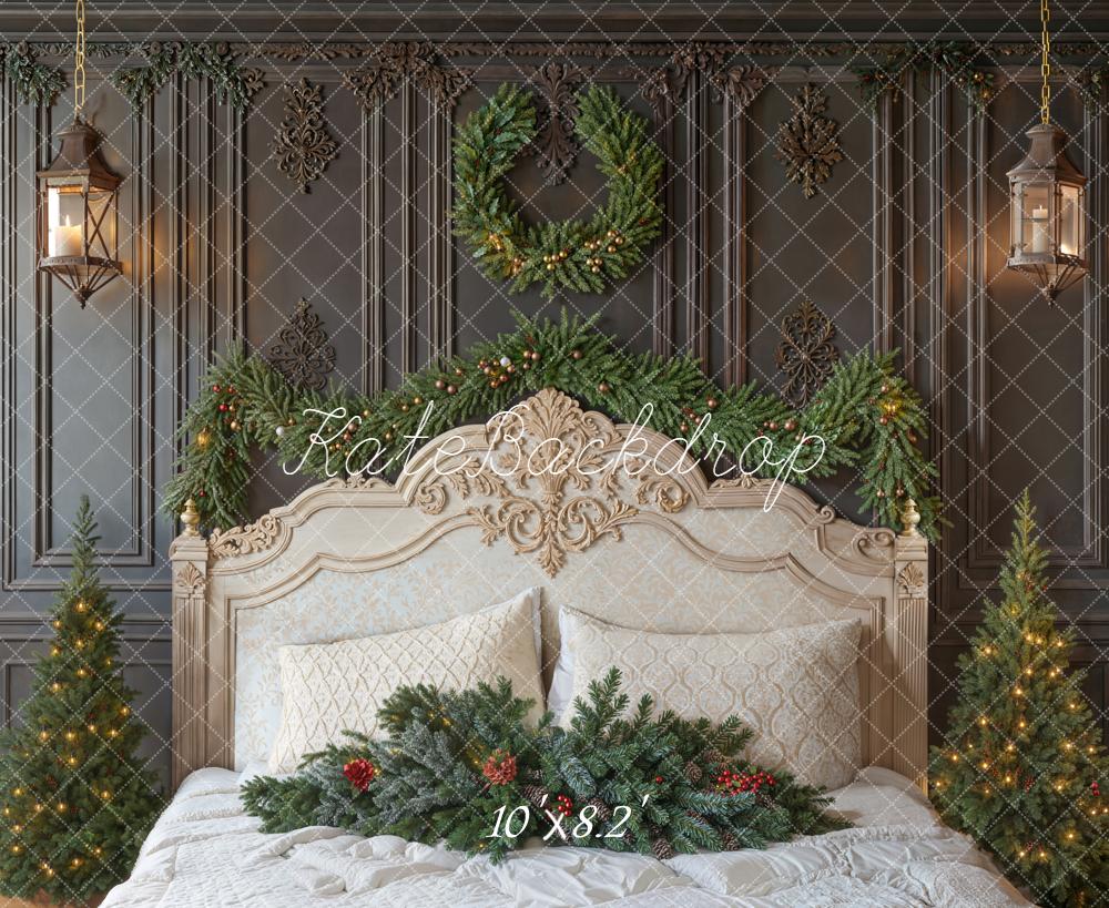 Kate Weihnachten Schlafzimmer Kranz Tannenzweige Hintergrund Entworfen von Emetselch - Kate Backdrop.de