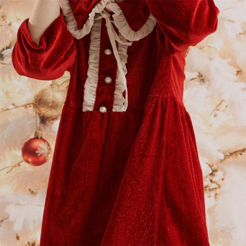 Kate Weihnachts-Rot-Rüschenkleid für Kinder - Kate Backdrop.de