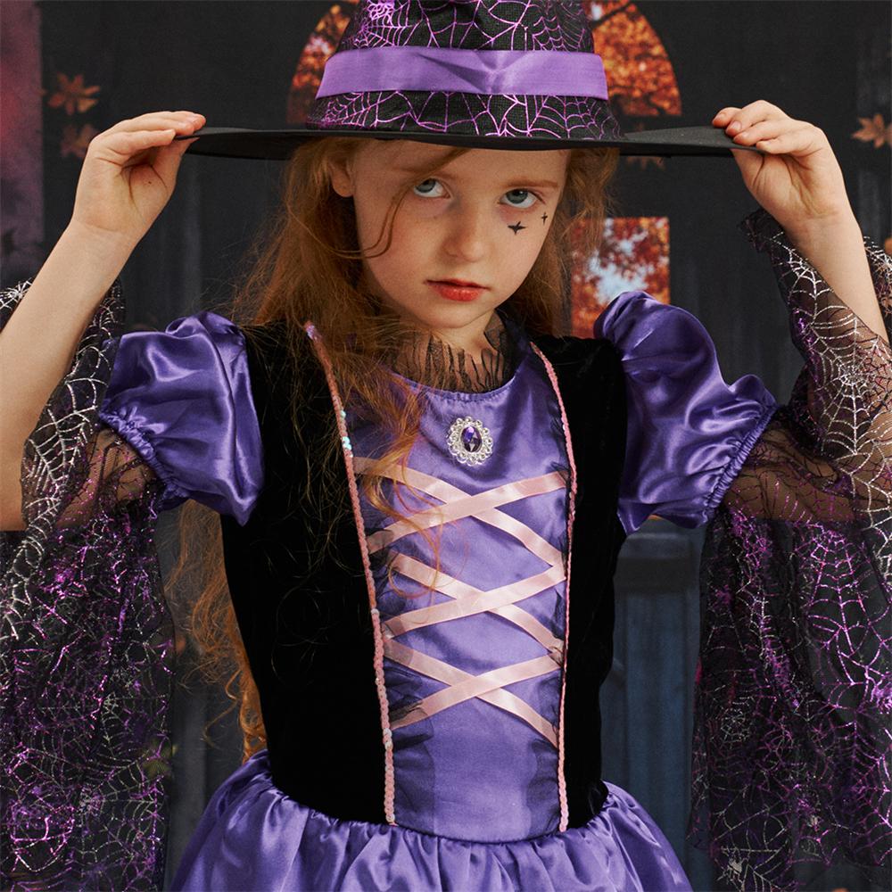 Kate Halloween-Kostüm für Kinder: Schwarz-lila Hexenkostüm - Kate Backdrop.de