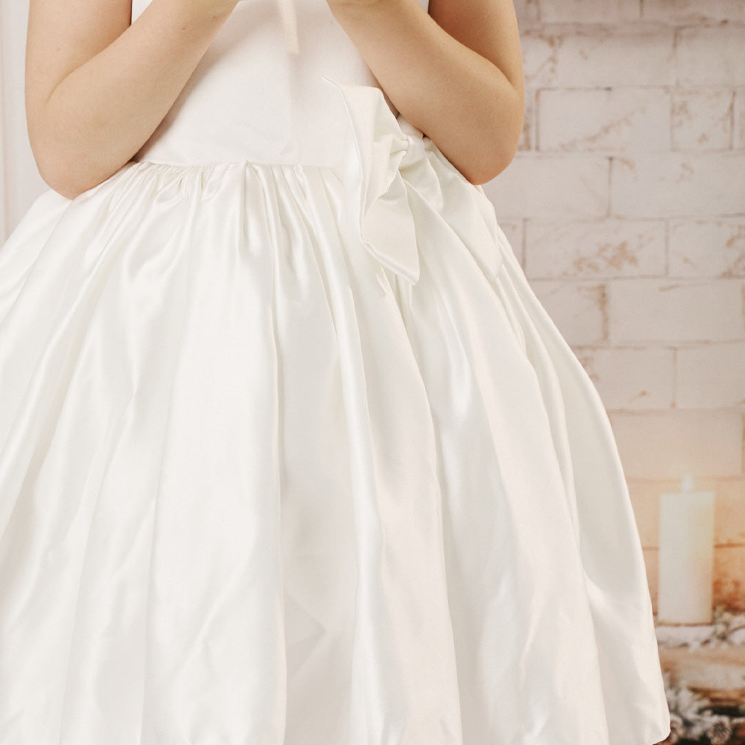 Kate Einfaches weißes Kleid mit Schleife für Kinder - Kate Backdrop.de