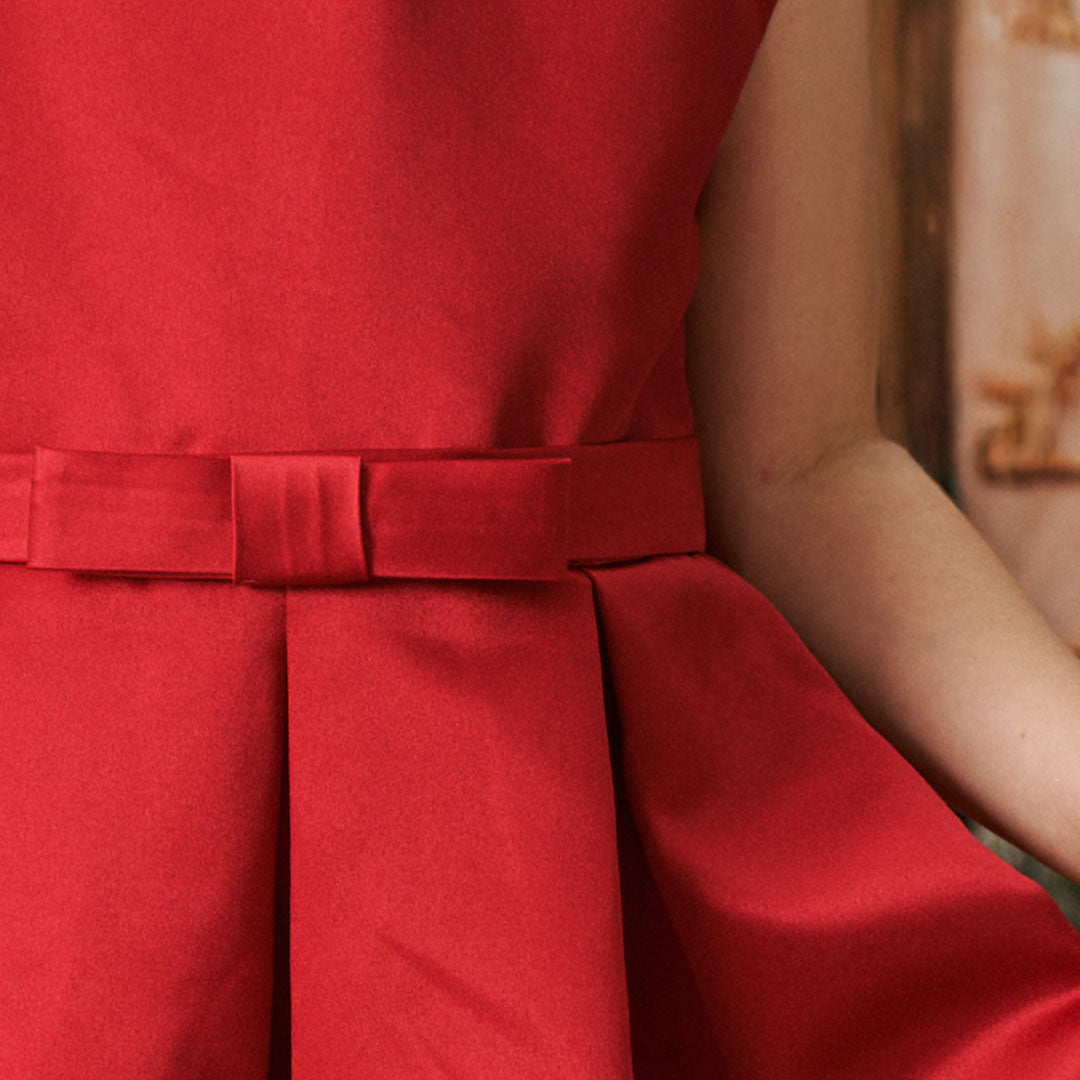 Kate Einfaches rotes Satinkleid für Kinder - Kate Backdrop.de