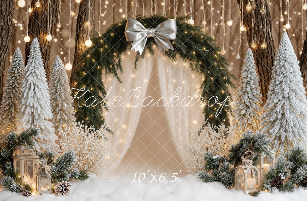Kate Weihnachten Tannenbogen Lichter Braun Fleece Hintergrund Entworfen von Emetselch - Kate Backdrop.de
