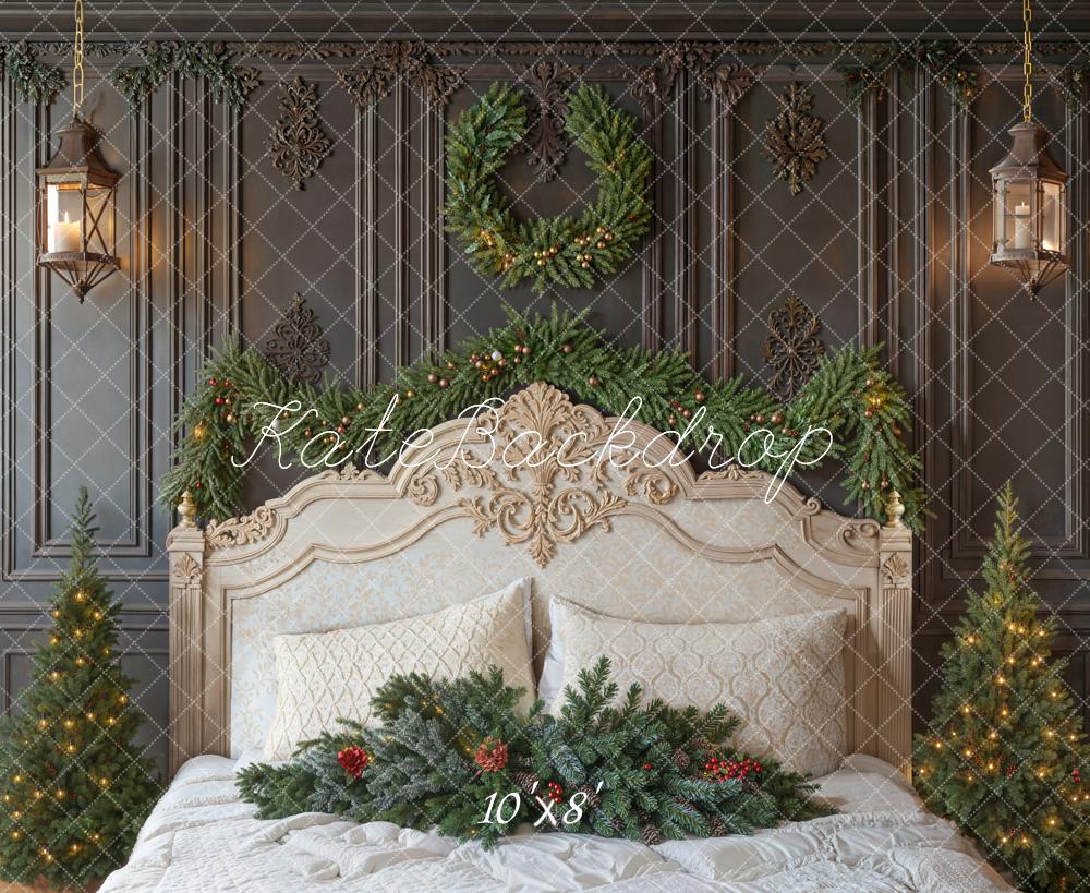 Kate Weihnachten Bett Tannen Elegant Fleece Hintergrund Entworfen von Emetselch - Kate Backdrop.de