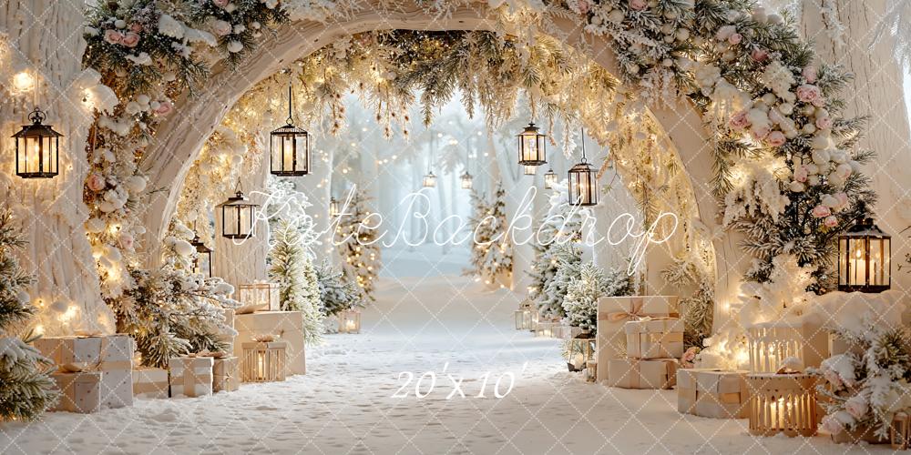 Kate Weihnachten Bogen Laternen Schnee Hintergrund Entworfen von Emetselch - Kate Backdrop.de
