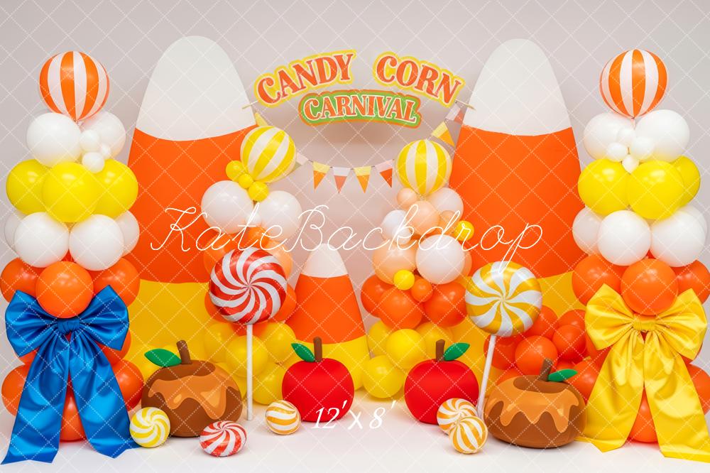 Kate Halloween Candy Corn Ballons Süßigkeiten Hintergrund Entworfen von Patty Roberts - Kate Backdrop.de