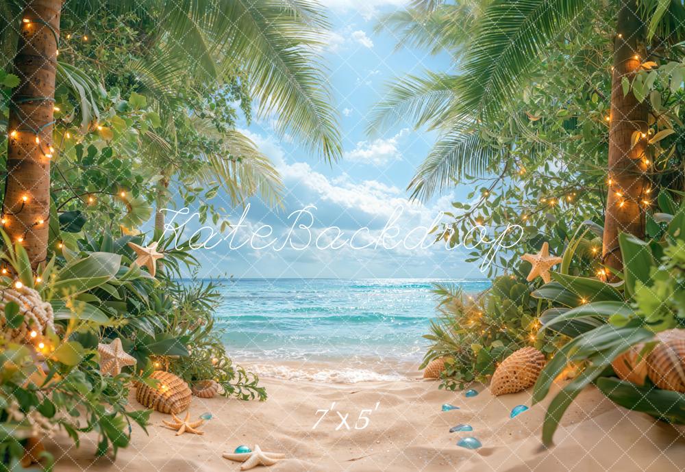 Kate Sommer Strand Palmen Lichter Hintergrund Entworfen von Emetselch - Kate Backdrop.de