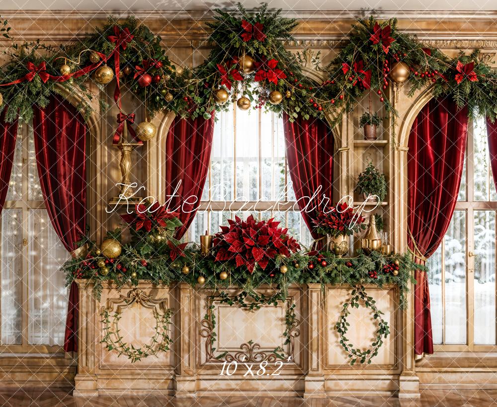 Kate Weihnachten Luxus Girlanden Rot Gold Hintergrund Entworfen von Emetselch