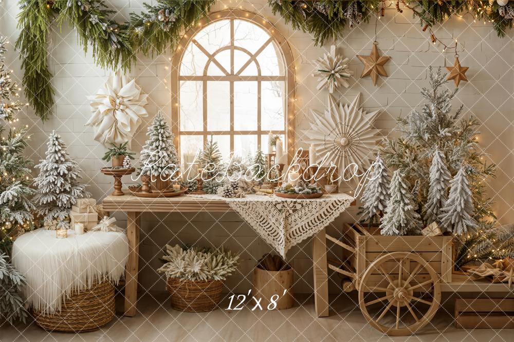 Kate Weihnachten Fenster Tannen Natur Fleece Hintergrund Entworfen von Emetselch - Kate Backdrop.de