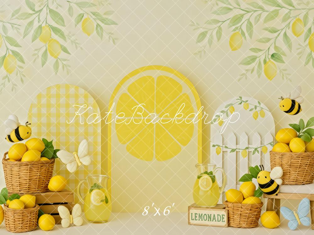 Kate Sommer Zitronen Körbe Bienen Hintergrund Entworfen von Patty Roberts - Kate Backdrop.de