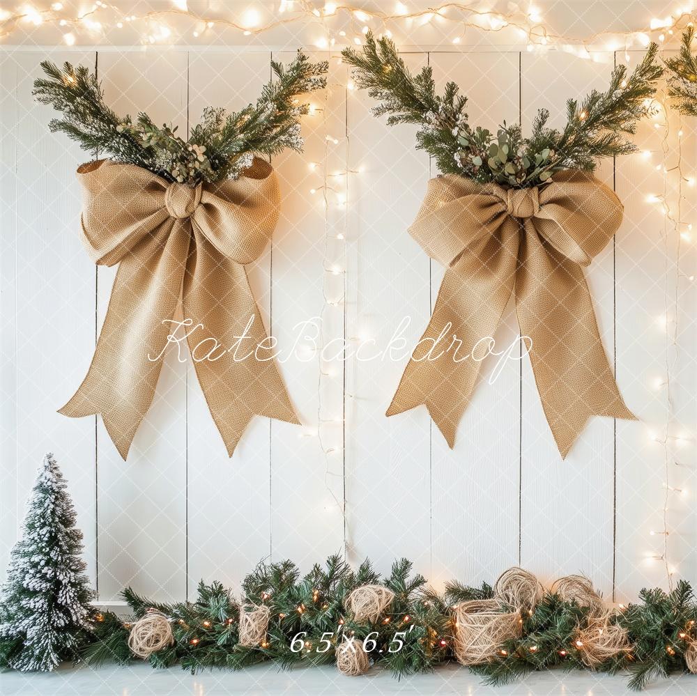 Kate Weihnachten Schleifen Kränze Lichter Hintergrund Entworfen von Patty Roberts - Kate Backdrop.de