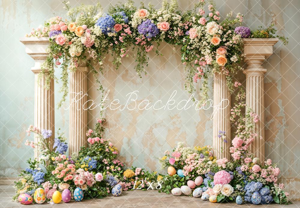 Kate Ostern Blumen Eier Säulen Fleece Hintergrund Entworfen von Emetselch