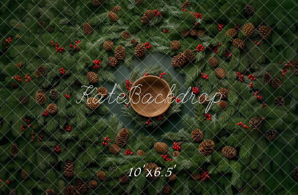 Kate Weihnachten Tannenzweige Kiefernzapfen Kranz Hintergrund Entworfen von Chain - Kate Backdrop.de