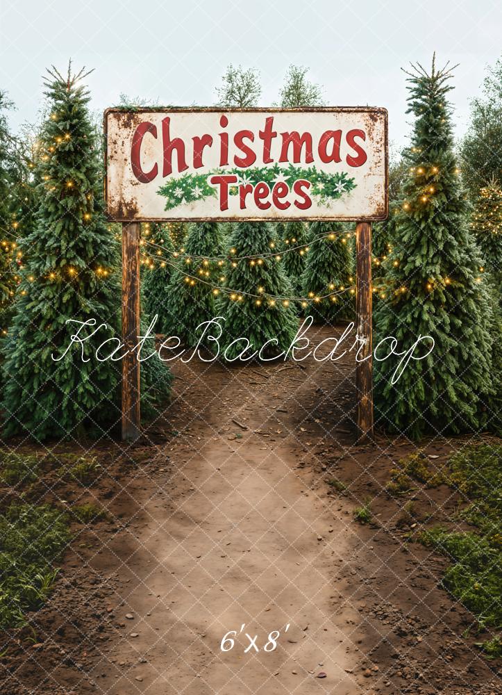Kate Weihnachten Tannenbaum Lichterkette Vintage Fleece Hintergrund Entworfen von Emetselch - Kate Backdrop.de