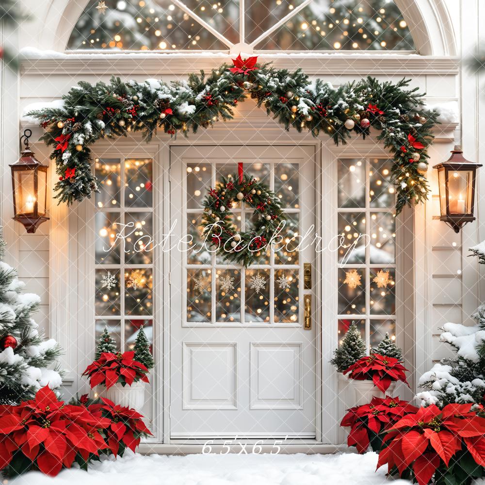 Kate Weihnachten Tür Kranz Schnee Hintergrund Entworfen von Emetselch