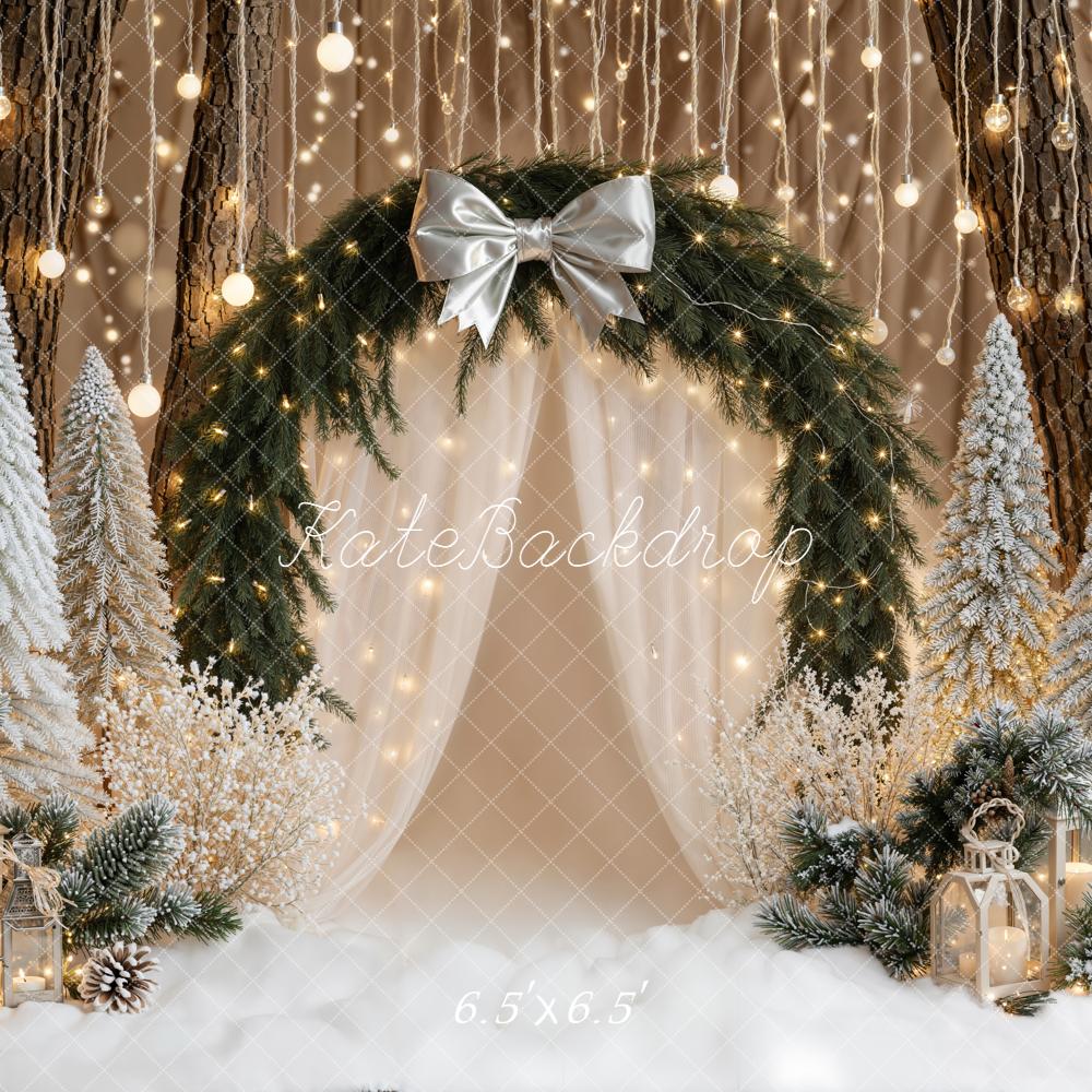 Kate Weihnachten Schneebäume Lichterkranz Wald Braun Hintergrund Entworfen von Emetselch - Kate Backdrop.de