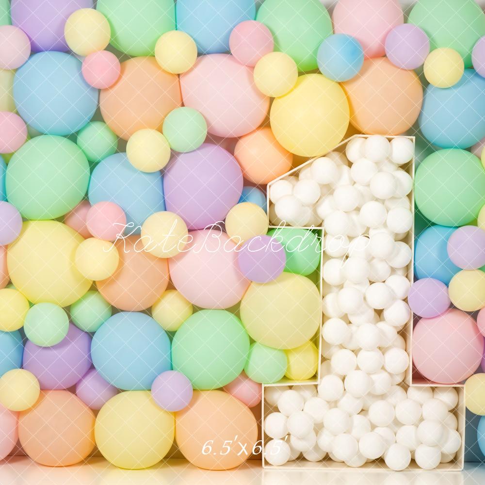 Kate Geburtstag Eins Ballons Pastell Hintergrund Entworfen von Kerry Anderson