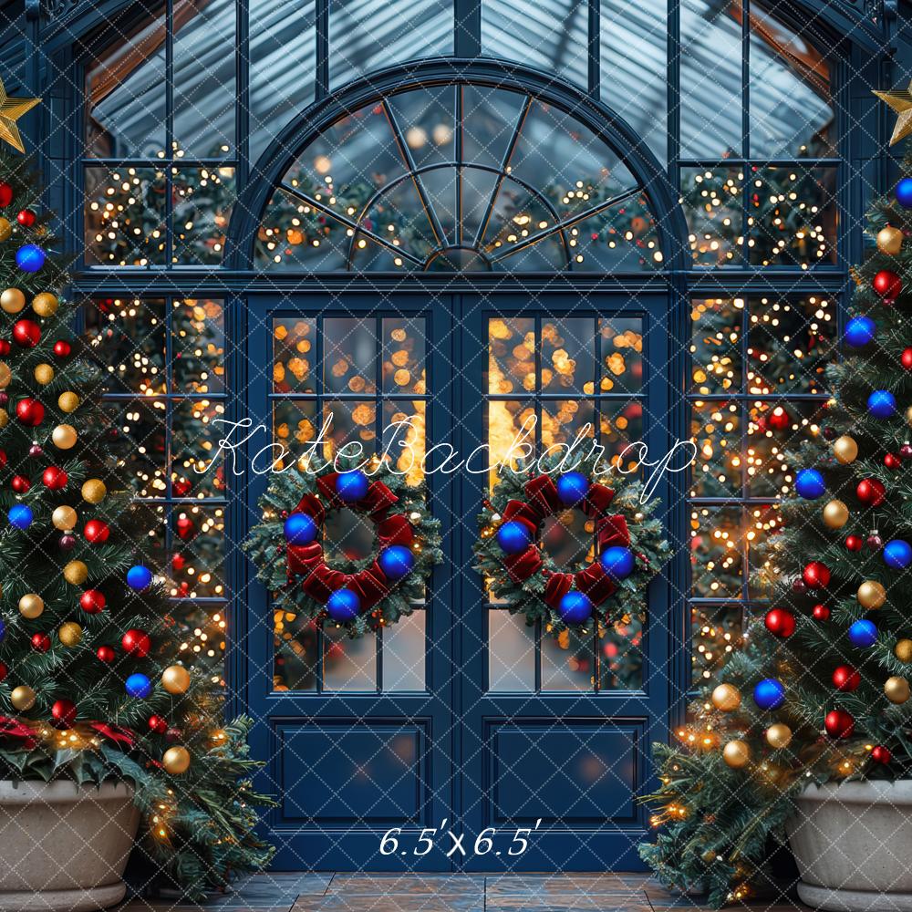 Kate Weihnachten Weihnachtsbaum Lichter Blau Hintergrund Entworfen von Mini MakeBelieve - Kate Backdrop.de