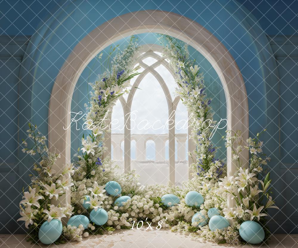 Kate Ostern Bogen Blaue Eier Blumendeko Hintergrund Entworfen von Emetselch - Kate Backdrop.de
