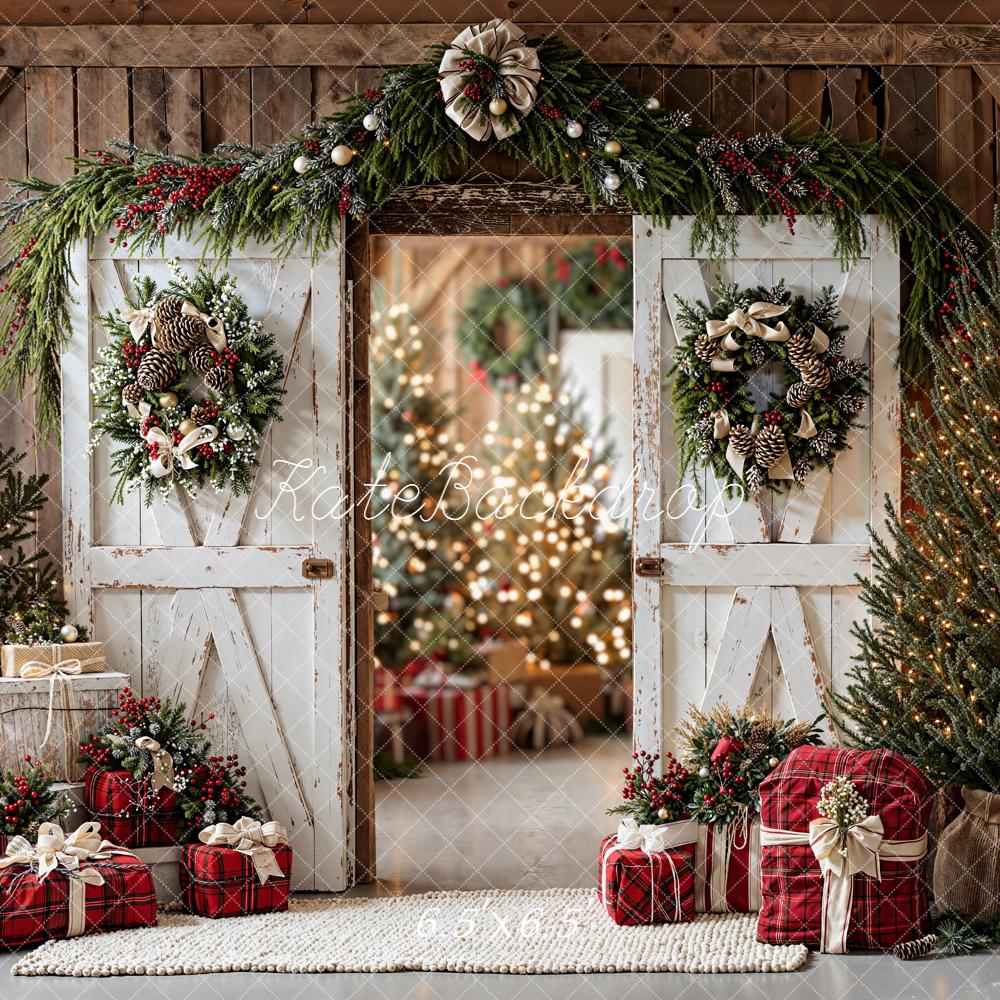 Kate Weihnachten Scheunentor Geschenke Rustikal Hintergrund Entworfen von Emetselch - Kate Backdrop.de
