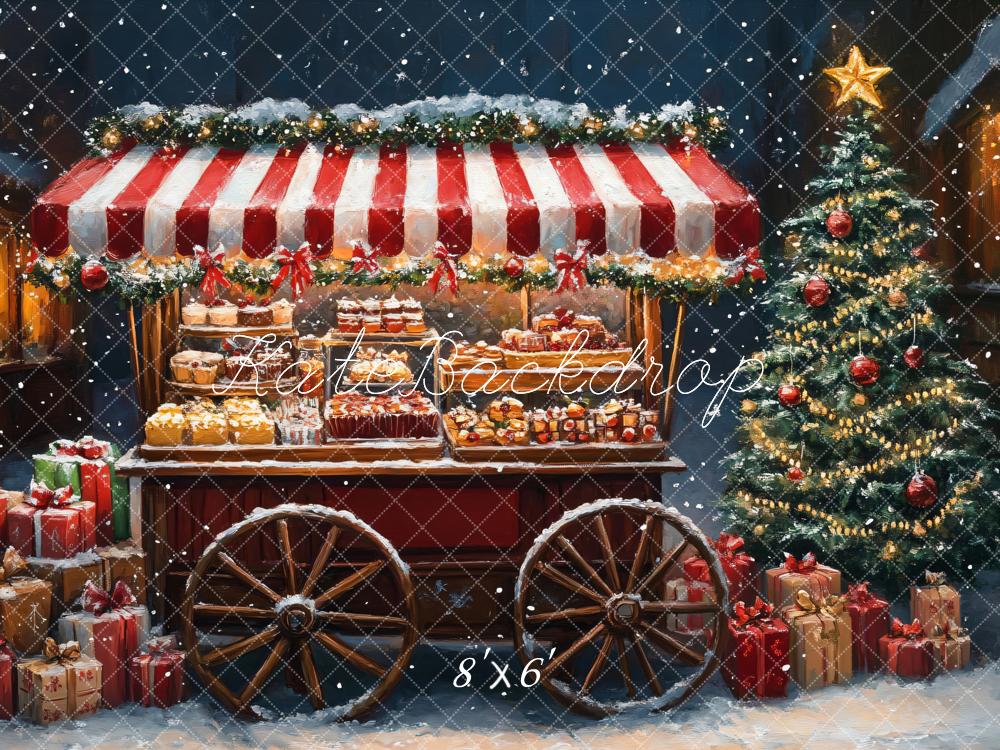 ⚡Blitzangebote #6-Kate Weihnachten Marktstand Geschenke Baum Hintergrund Entworfen von Emetselch - Kate Backdrop.de
