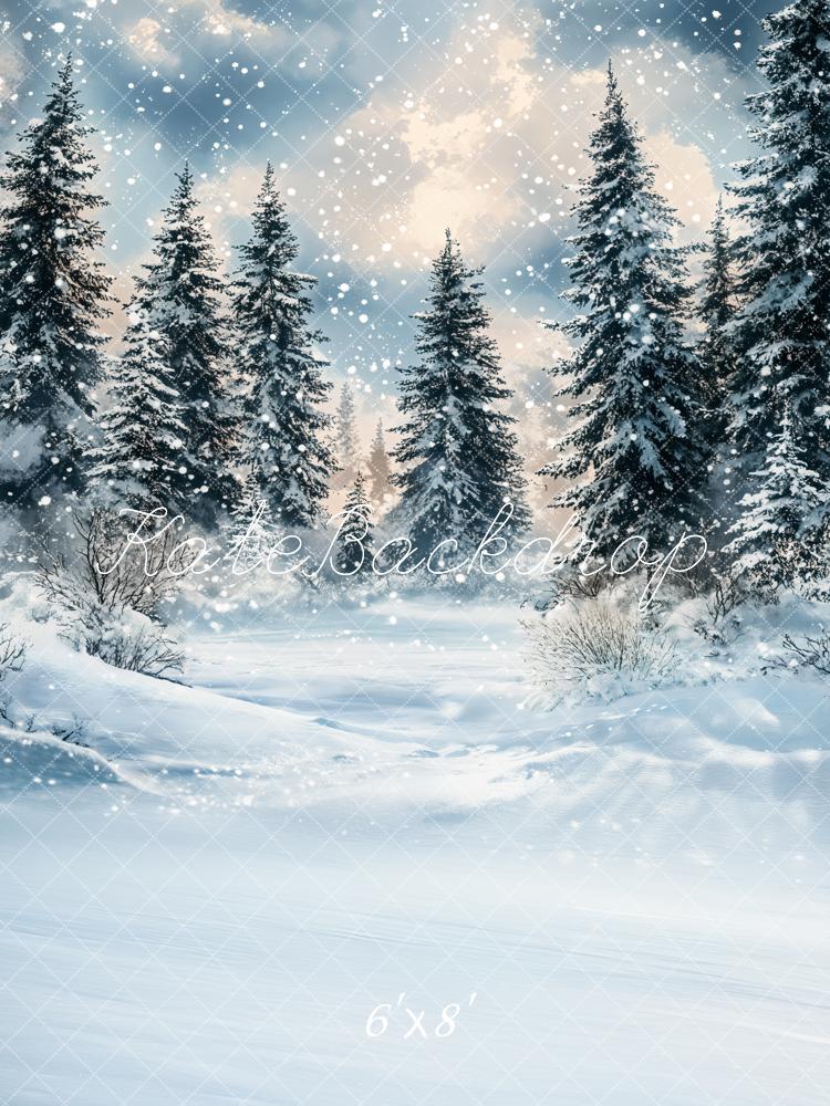 Kate Winter Tannen Schnee Landschaft Hintergrund Entworfen von Emetselch