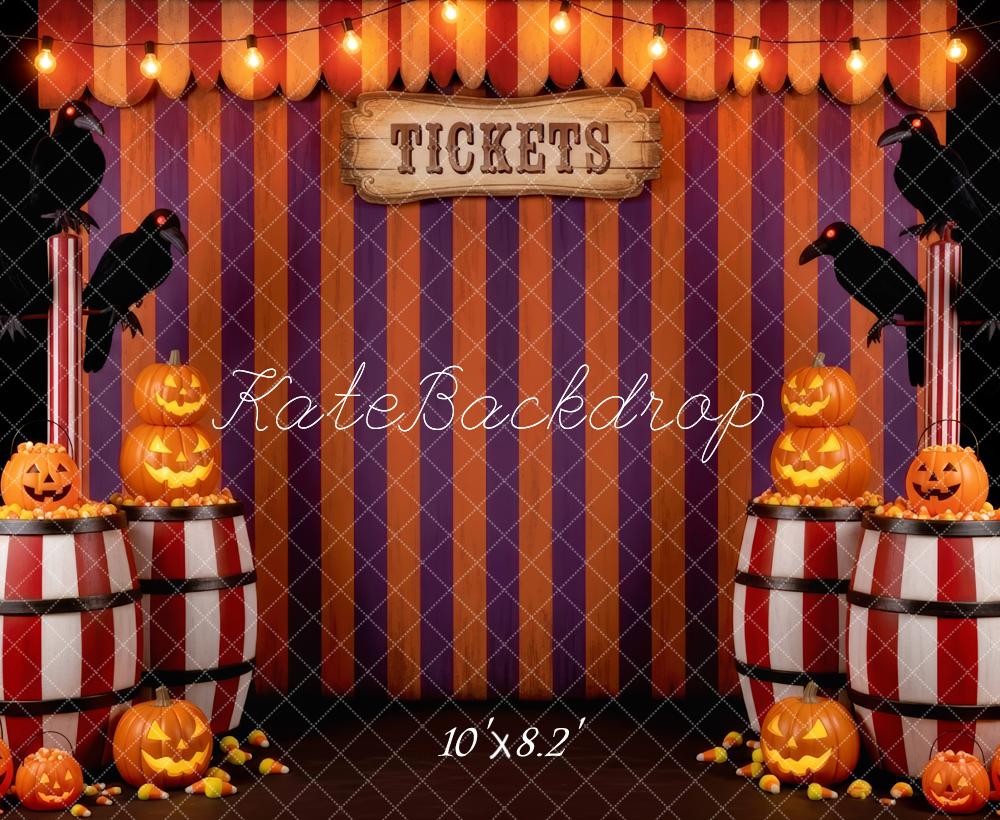 Kate Halloween Zirkus Kürbisse Raben Hintergrund Entworfen von Patty Roberts - Kate Backdrop.de